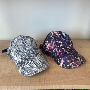 Bundle of 2 lululemon race to win run hat: sketchy palms + floral sport